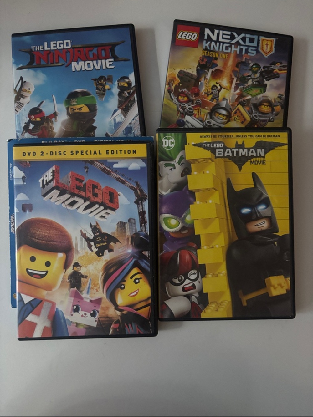 Lego DVDs - Original Movie, Ninjago Movie, Batman Movie & Nexo Knights Series